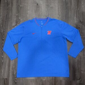 Nike Dri Fit Ole Miss Rebels 1/4 Zip Coaches Pullover Sweater Mens XXL Blue NCAA